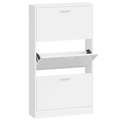 Vidaxl Cabinet da scarpe 59x17x108 cm Properpata in legno bianco alto