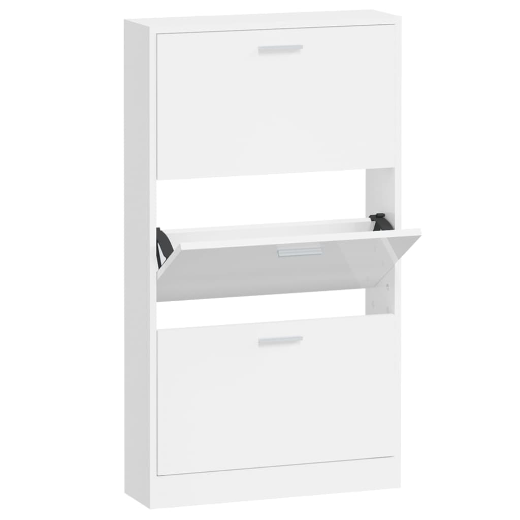 Gabinete de zapatos Vidaxl 59x17x108 cm de madera propiedad de alto brillo blanco