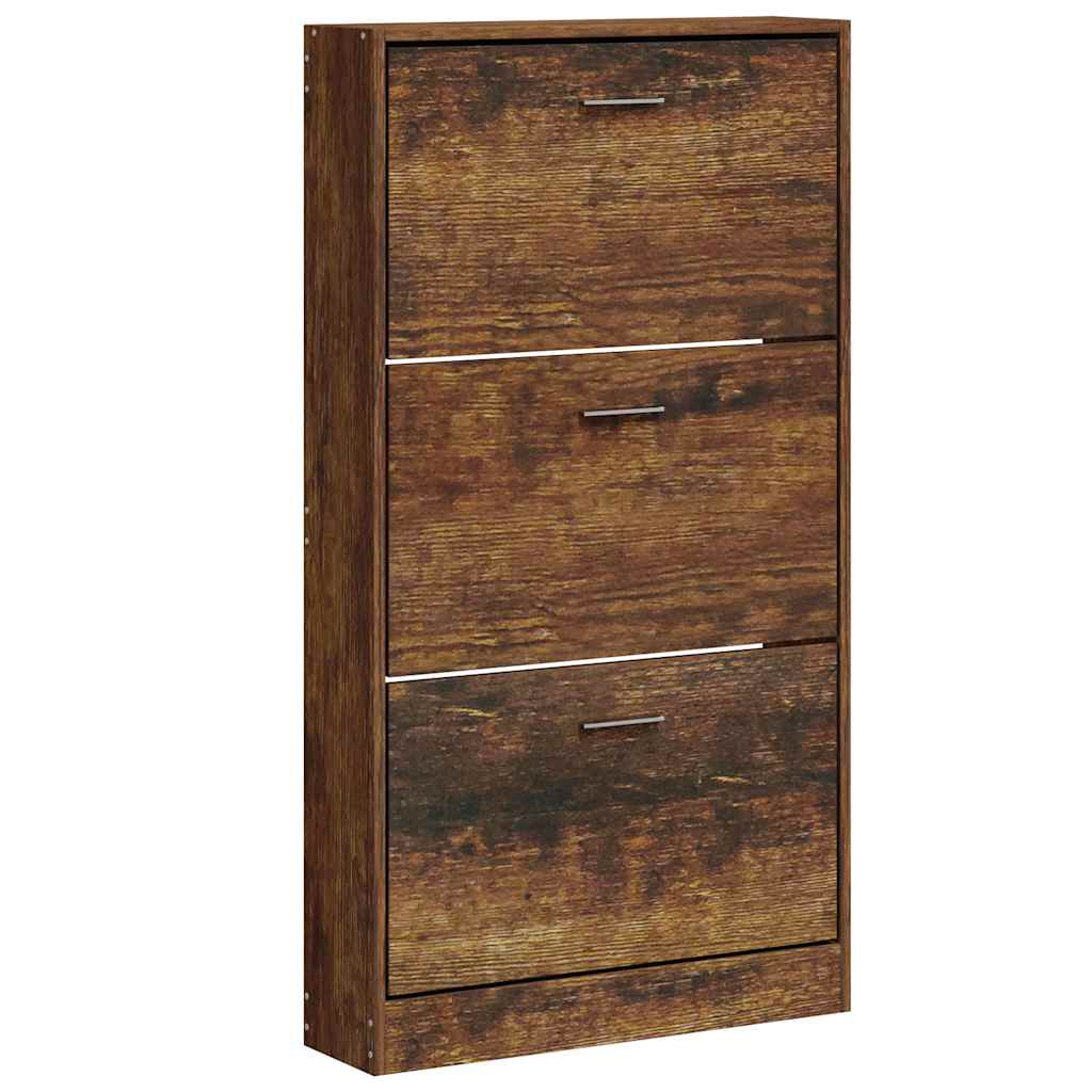 Gabinete de zapatos Vidaxl 59x17x108 cm de madera propiedad de roble ahumado