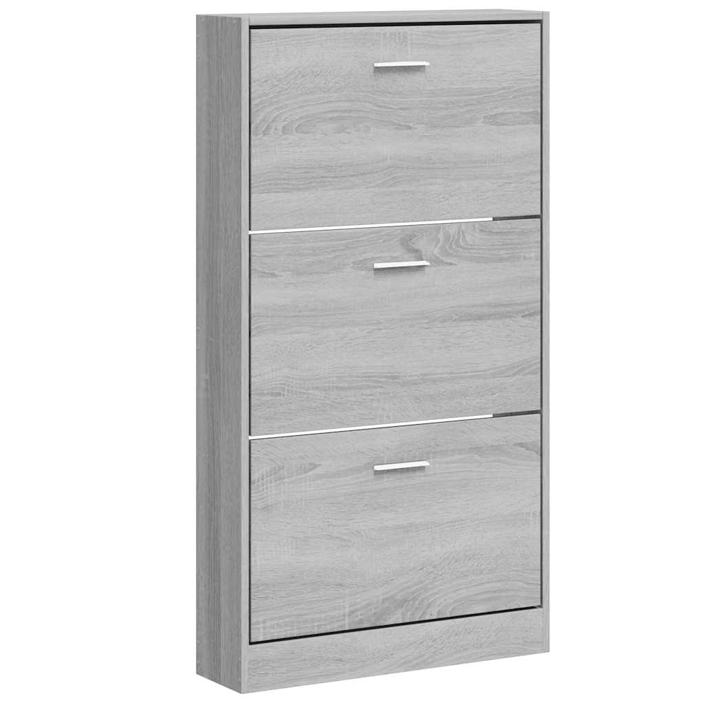Gabinete de zapatos Vidaxl 59x17x108 cm de madera procesada Sonoma gris