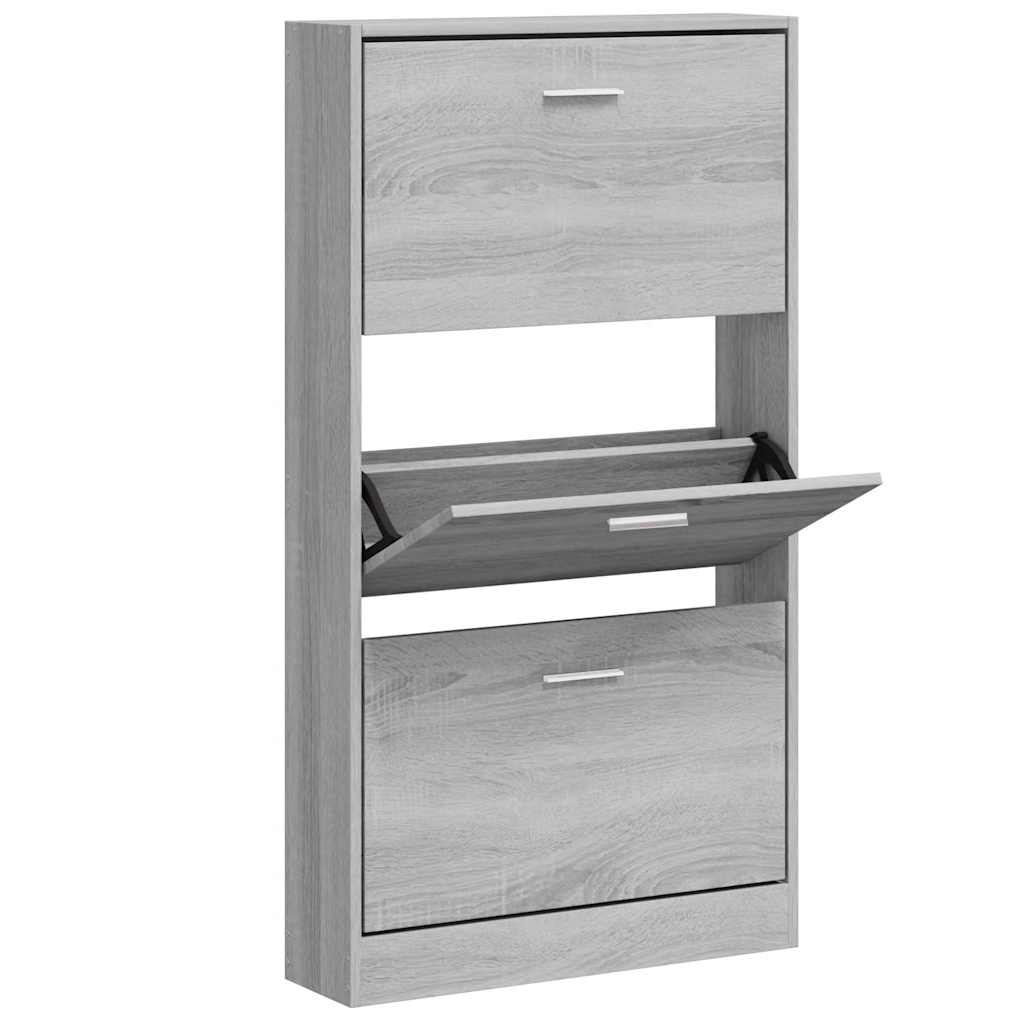 Gabinete de zapatos Vidaxl 59x17x108 cm de madera procesada Sonoma gris