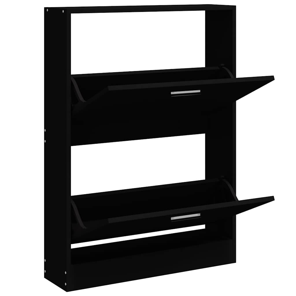 Gabinete de zapatos Vidaxl 59x17x81 cm de madera propiedad de negro