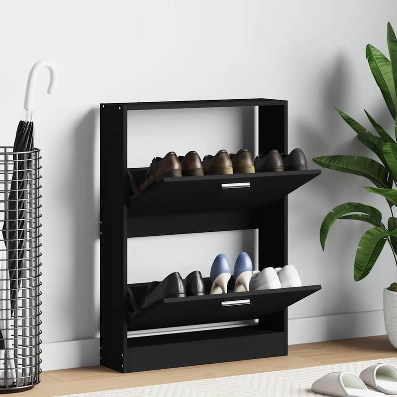 Gabinete de zapatos Vidaxl 59x17x81 cm de madera propiedad de negro