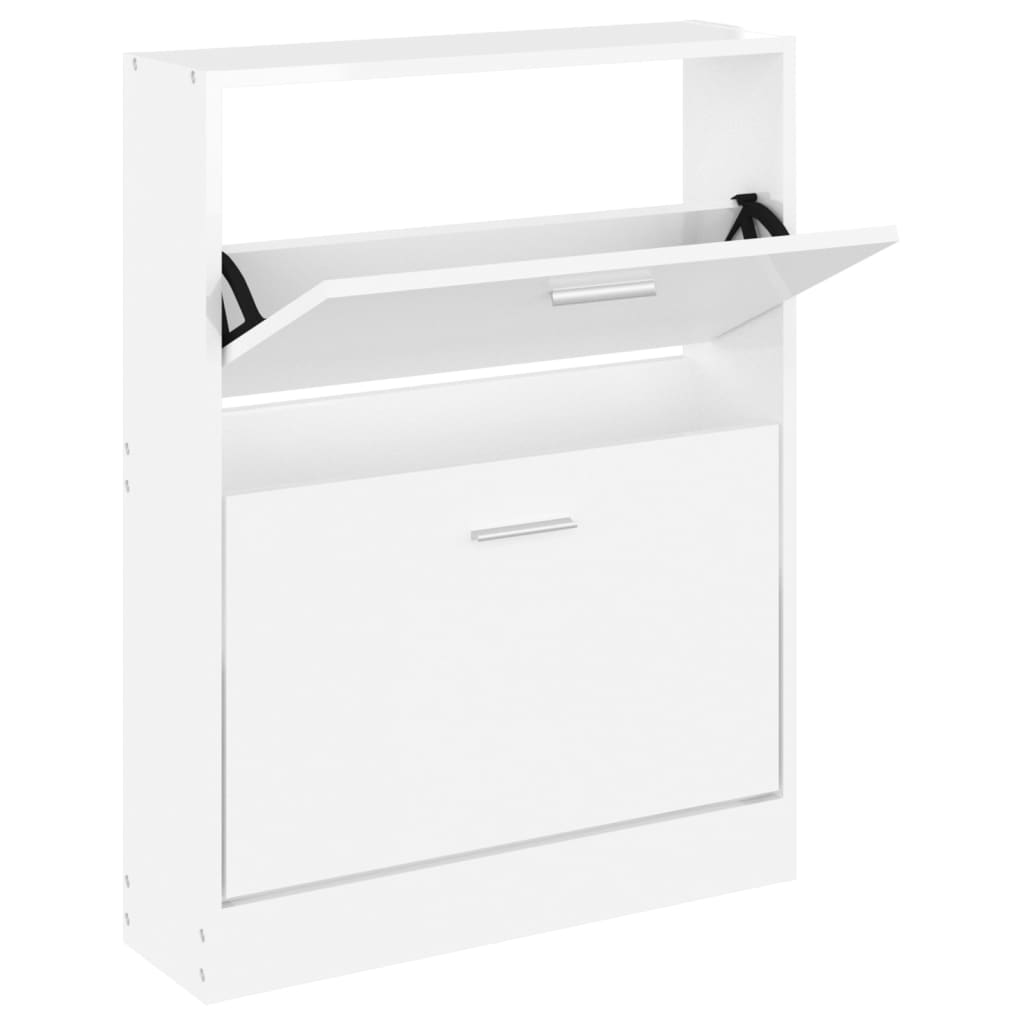 Gabinete de zapatos Vidaxl 59x17x81 cm Madera procesada Blanca con alto contenido de brillo
