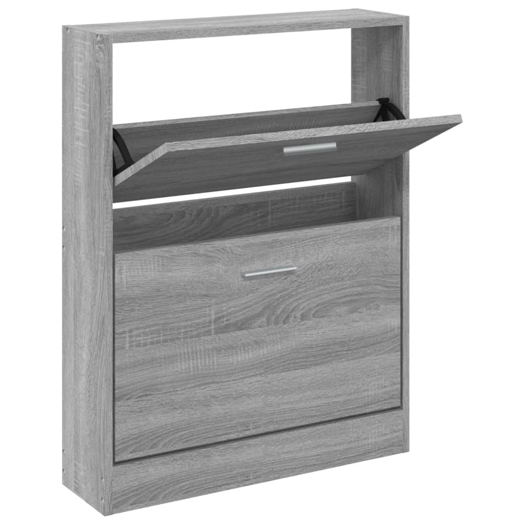Gabinete de zapatos Vidaxl 59x17x81 cm de madera procesada Sonoma gris