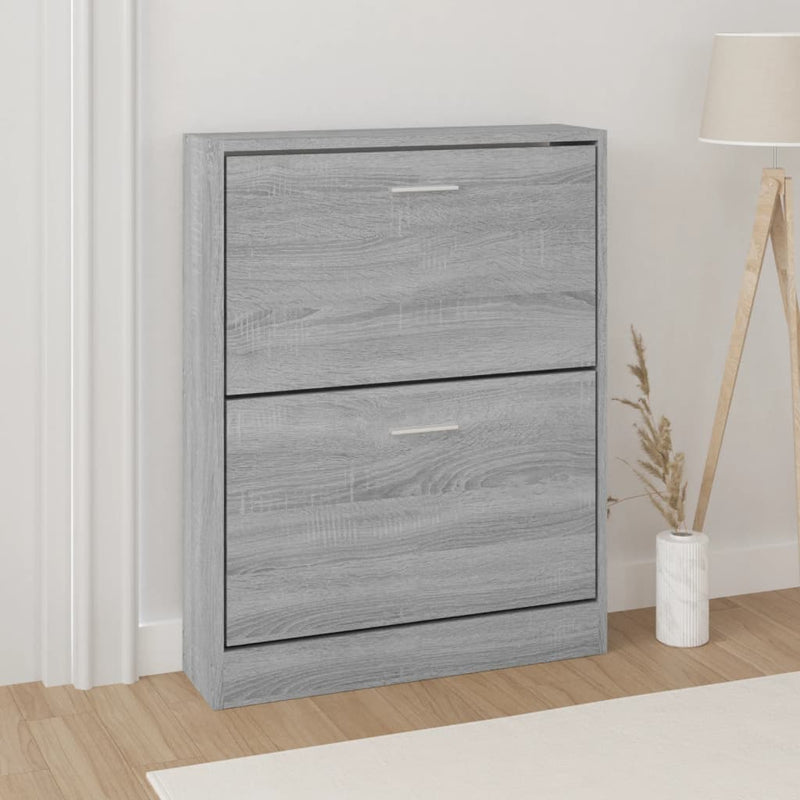Gabinete de zapatos Vidaxl 59x17x81 cm de madera procesada Sonoma gris