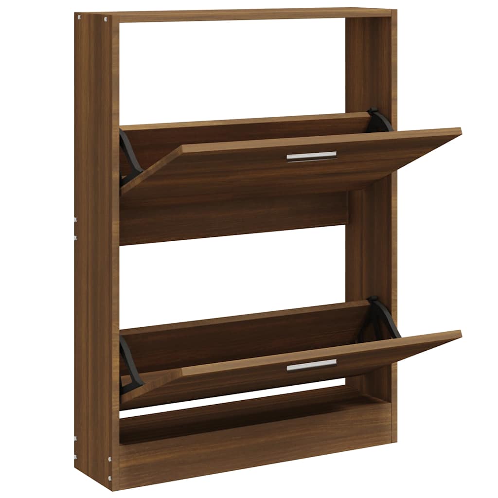 Vidaxl schoenenkast 59x17x81 cm bewerkt hout bruin eikenkleur