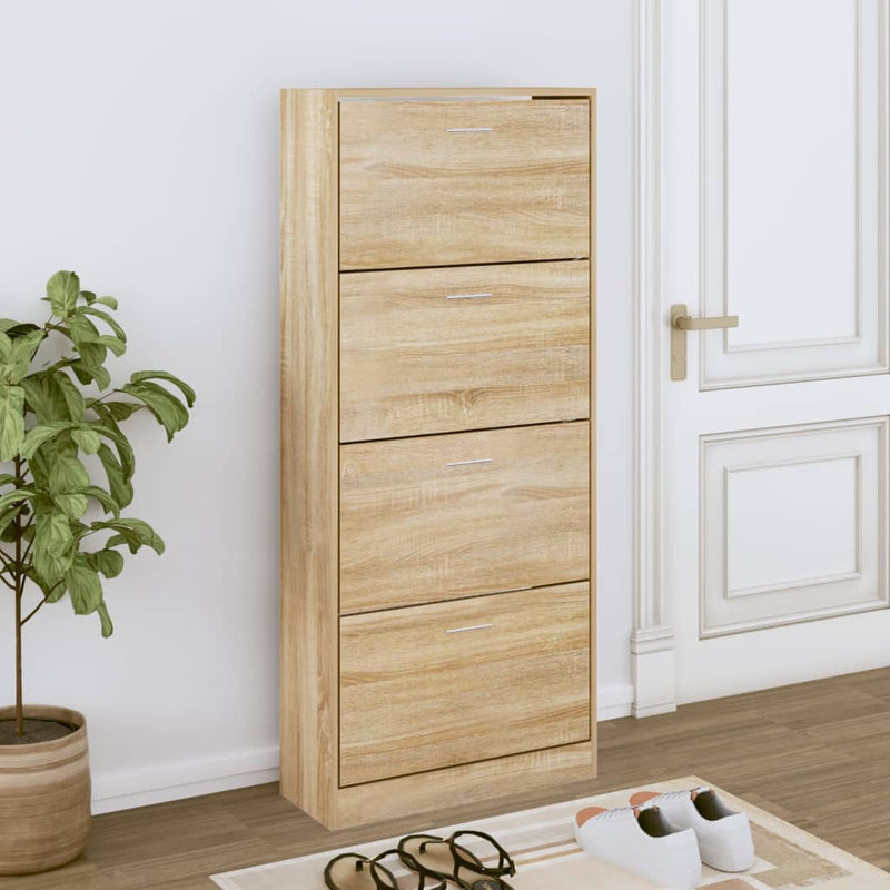 Gabinete de zapatos Vidaxl 63x24x147 cm de madera propiedad soma de roble coloreado
