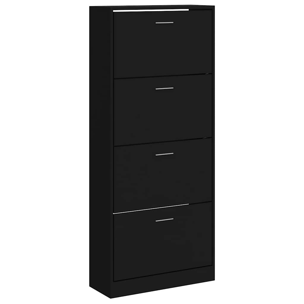 Gabinete de zapatos Vidaxl 63x24x147 cm de madera propiedad de negro