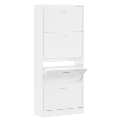 Armadio da scarpe Vidaxl 63x24x147 cm White lucido in legno