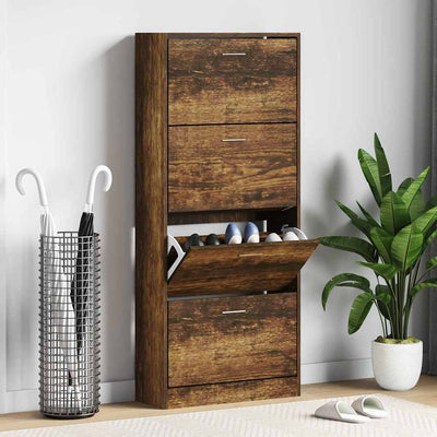 VidaXL Shoe cabinet 63x24x147 cm Properted wood Smoked oak colored
