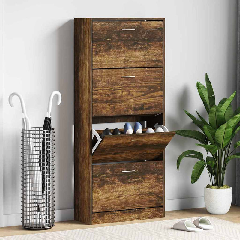 Vidaxl Cabinet da scarpe 63x24x147 cm Colore in legno di legno di legno