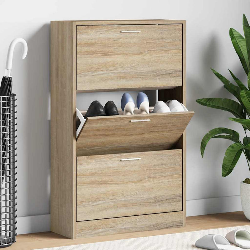 Gabinete de zapatos Vidaxl 63x24x103 cm de madera propiedad de Oak de Oak