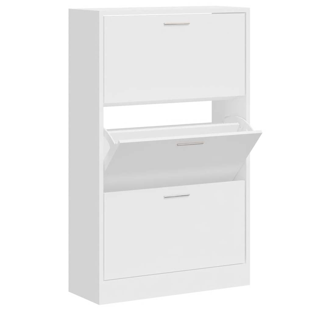 Vidaxl Cabinet da scarpe 63x24x103 cm Bianco di legno trasformato in legno
