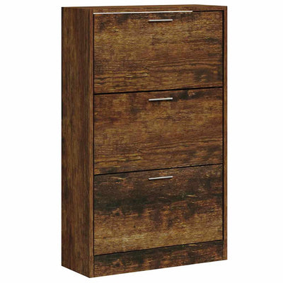 VidaXL shoe cabinet 63x24x103 cm worked wood smoked oak colored