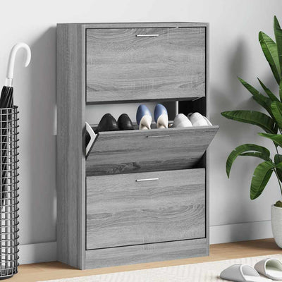 VidaXL Shoe cabinet 63x24x103 cm Properted Wood Gray Sonoma