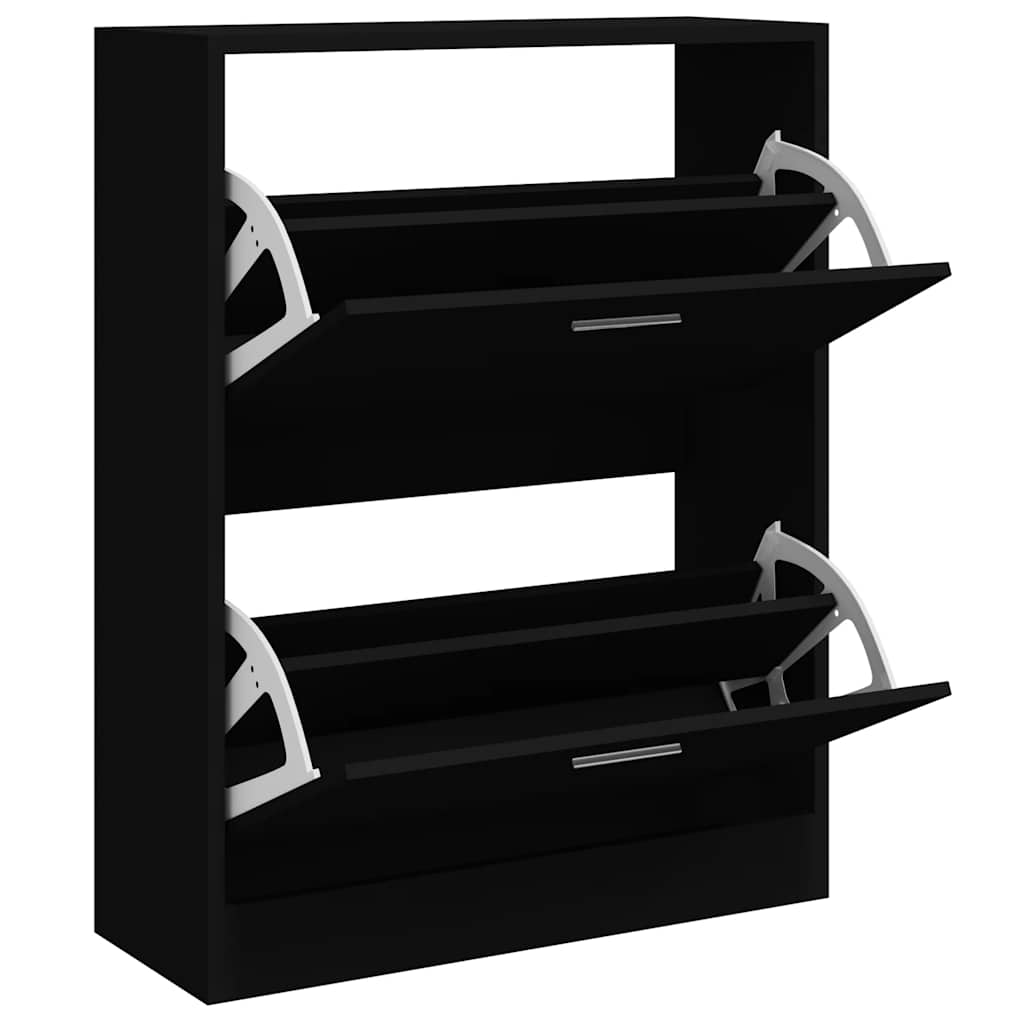 Gabinete de zapatos Vidaxl 63x24x81 cm de madera propiedad de negro