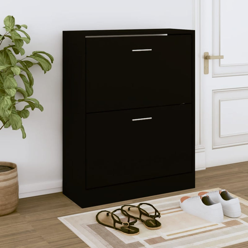 Vidaxl Cabinet da scarpe 63x24x81 cm Proprieted Black
