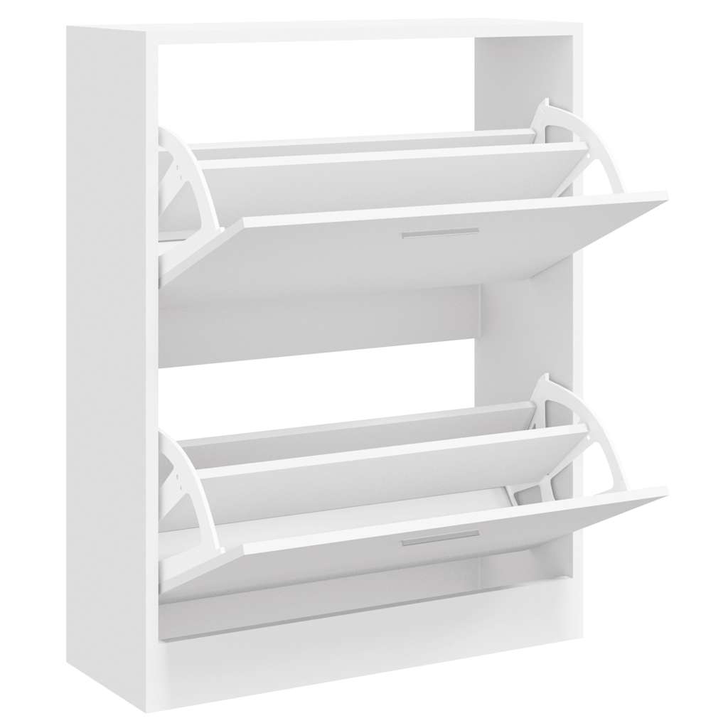 Gabinete de zapatos Vidaxl 63x24x81 cm Madera procesada blanca de alto brillo