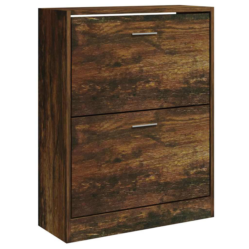 Gabinete de zapatos Vidaxl 63x24x81 cm de madera propiedad de roble ahumado