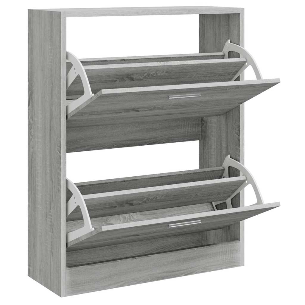 Gabinete de zapatos Vidaxl 63x24x81 cm de madera procesada Sonoma gris