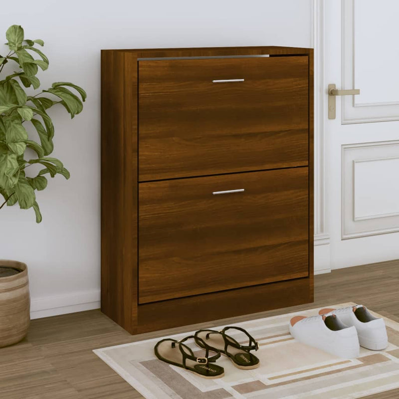 Gabinete de zapatos Vidaxl 63x24x81 cm Color de roble marrón de madera propiedad