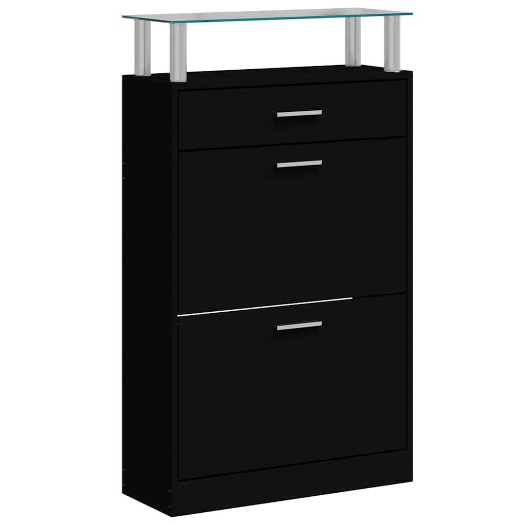 Gabinete de zapatos Vidaxl 63x24x104 cm de madera propiedad de negro