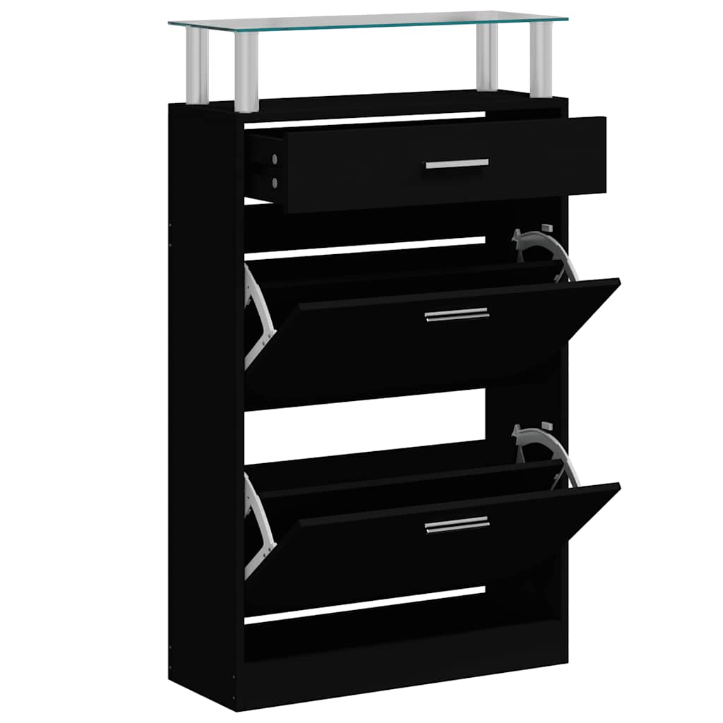Gabinete de zapatos Vidaxl 63x24x104 cm de madera propiedad de negro