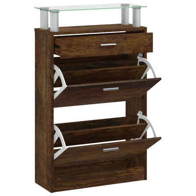 Vidaxl Cabinet da scarpe 63x24x104 cm Oak fumato in legno trasformato