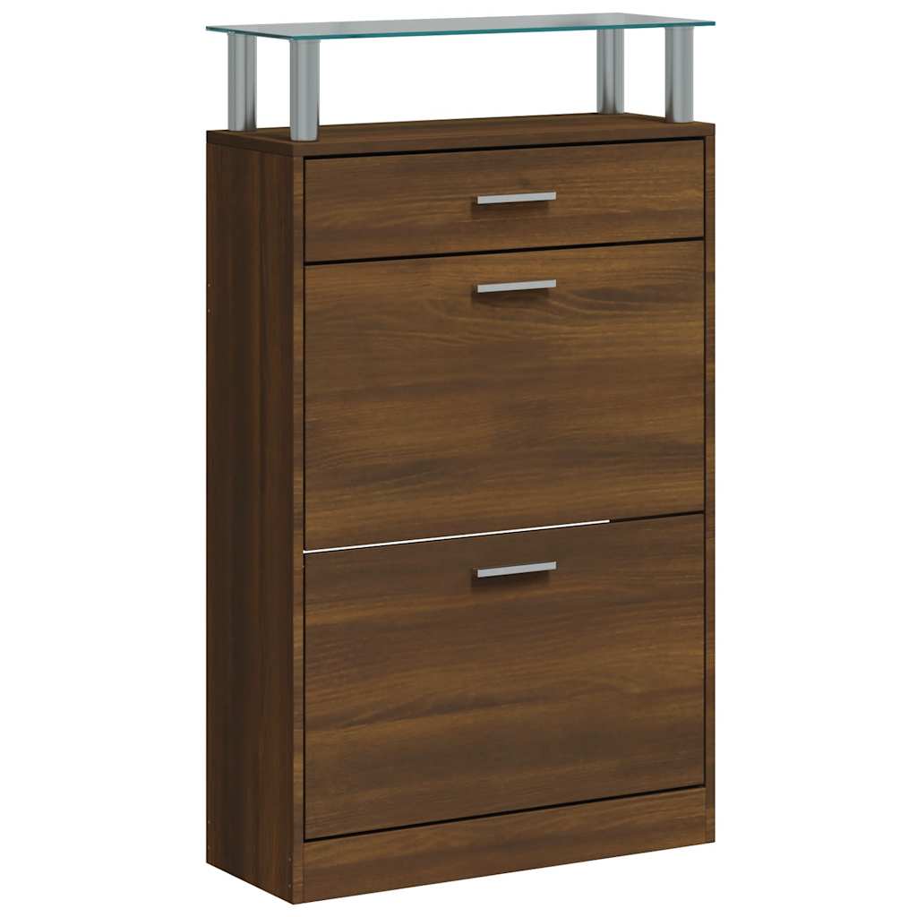 Vidaxl schoenenkast 63x24x104 cm bewerkt hout bruin eikenkleur