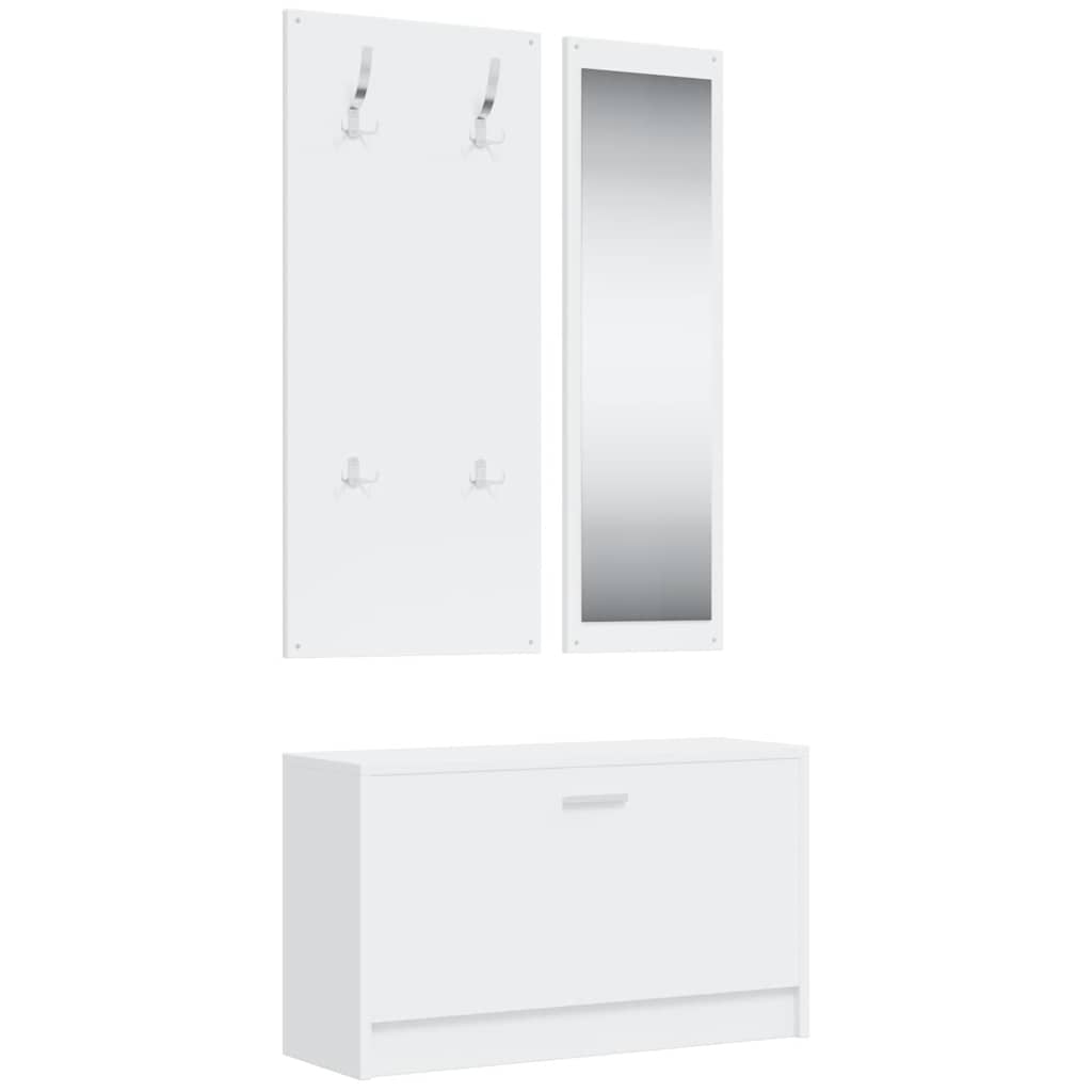 Juego de gabinete de zapatos Vidaxl 3 en 1 madera editada blanca