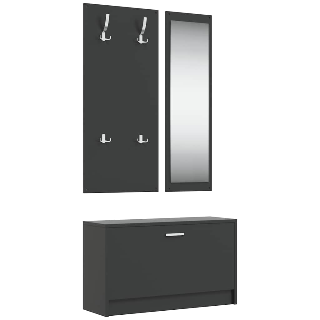 Set de gabinete de zapatos Vidaxl 3 en 1 madera editada de negro