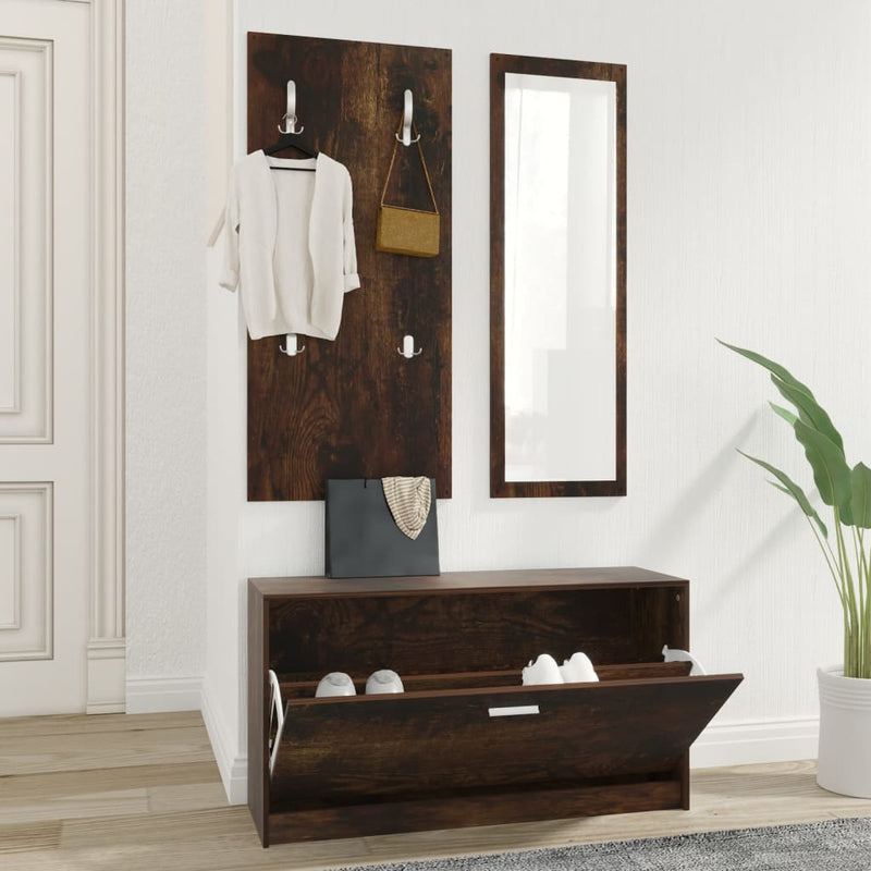 Juego de gabinete de zapatos Vidaxl 3 en 1 madera editada Sonoma Oak coloreed
