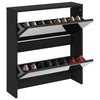 Gabinete de zapato Vidaxl con espejo 2 capas 63x17x67 cm negro
