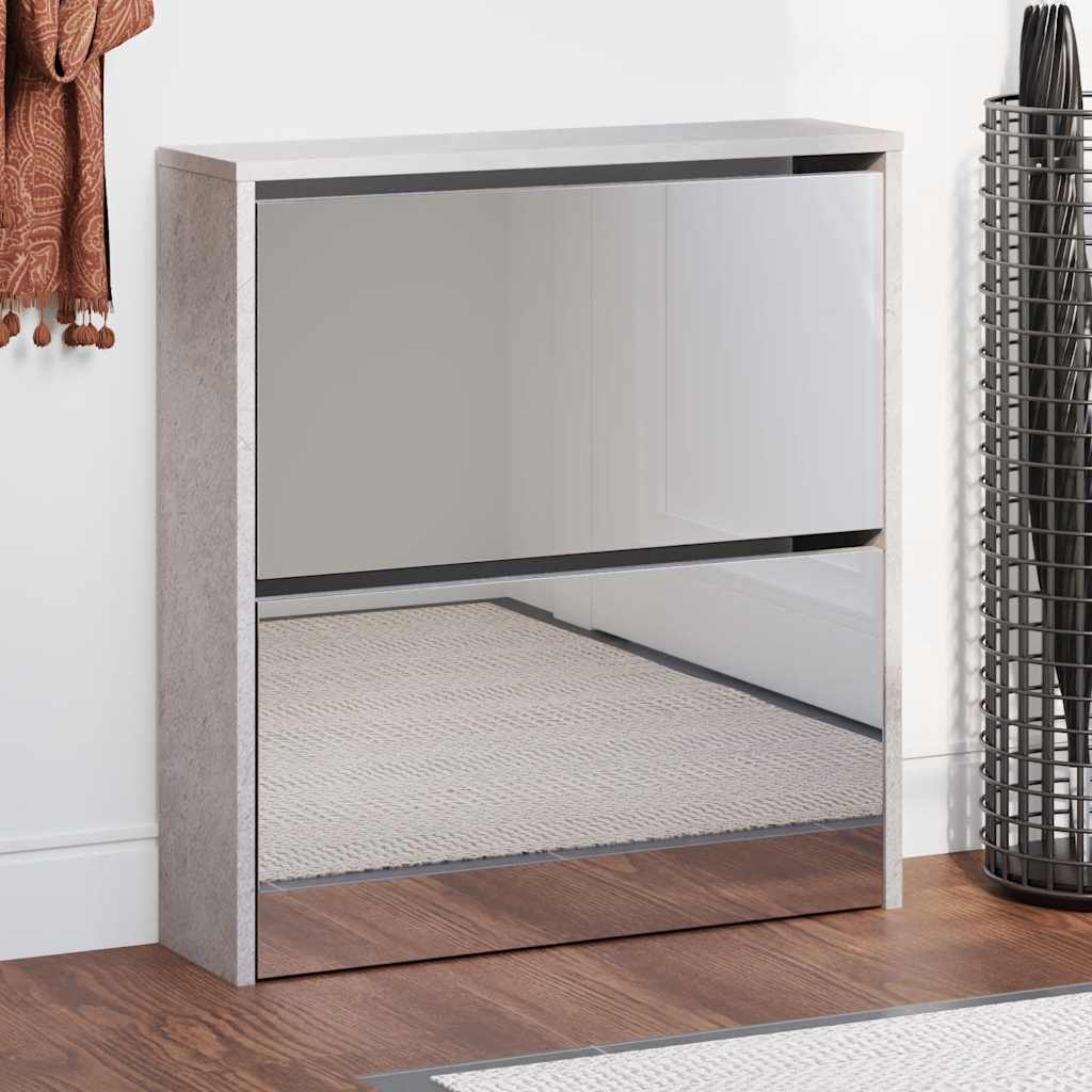 Gabinete de zapatos Vidaxl con espejo 2 capas de 2 capas 63x17x67 CM Precio de concreto
