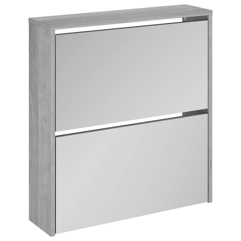 Gabinete de zapato Vidaxl con espejo 2 capas 63x17x67 cm gris Sonoma