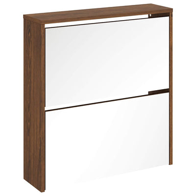 Vidaxl Cabinet da scarpe con specchio a 2 strati 63x17x67 cm Browneken