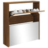 Gabinete de zapato Vidaxl con espejo 2 capas 63x17x67 cm Browniken