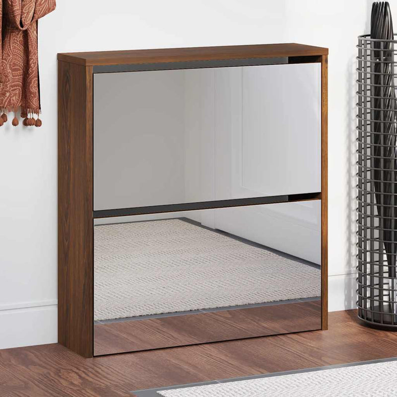 Gabinete de zapato Vidaxl con espejo 2 capas 63x17x67 cm Browniken
