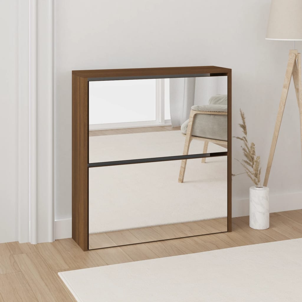 Gabinete de zapato Vidaxl con espejo 2 capas 63x17x67 cm Browniken