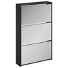 Gabinete de zapatos Vidaxl con espejo 3 capas 63x17x102.5 cm negro