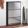 Gabinete de zapatos Vidaxl con espejo 3 capas 63x17x102.5 cm negro