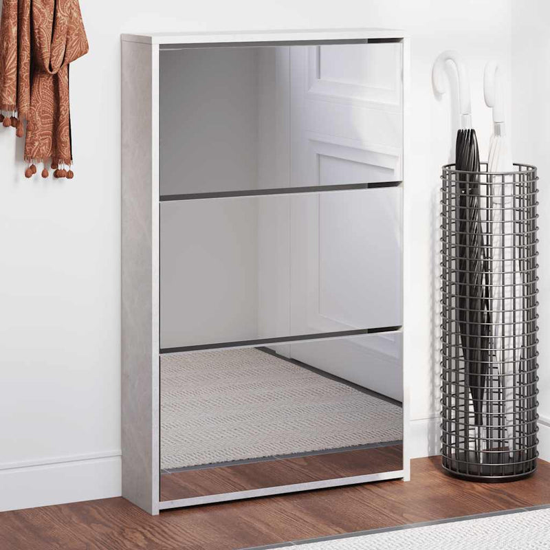 Gabinete de zapato Vidaxl con espejo 3 capas 63x17x102.5 cm Precio de concreto