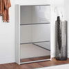Gabinete de zapato Vidaxl con espejo 3 capas 63x17x102.5 cm de alto brillo blanco