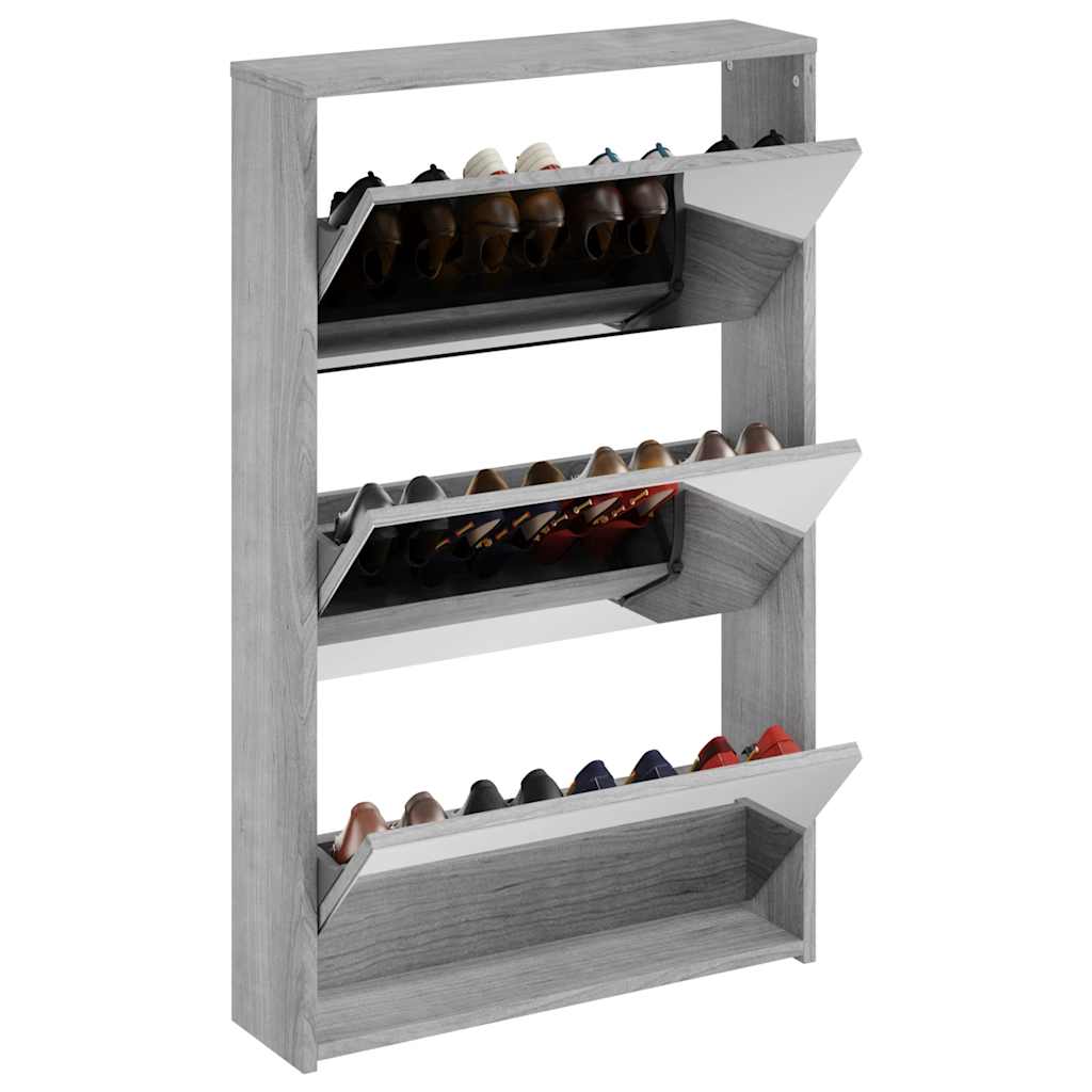 Gabinete de zapato Vidaxl con espejo 3 capas 63x17x102.5 cm Sonoma gris
