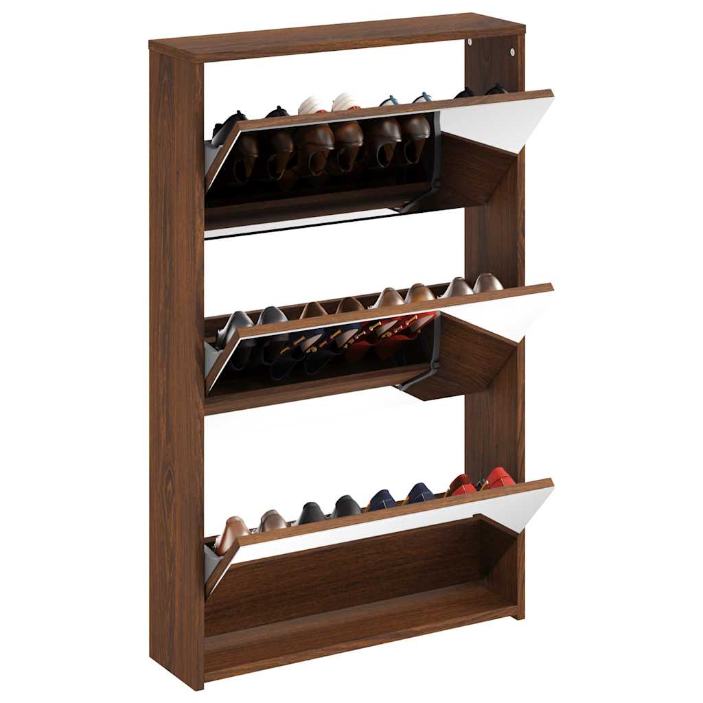 Gabinete de zapato Vidaxl con espejo 3 capas 63x17x102.5 cm Browniken