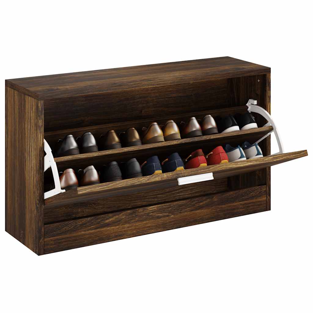 Sofá de zapatos Vidaxl 80x24x45 cm de madera procesada roble ahumado