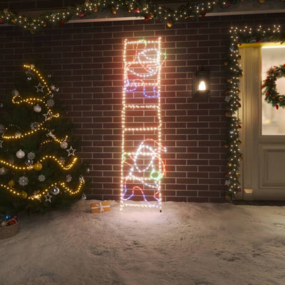 Vidaxl Figura navideña Santa Claus en la escalera plegable 552 LED 50x200 cm