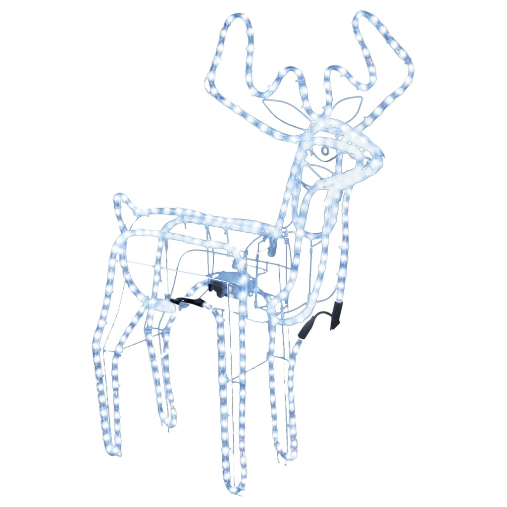 Vidaxl Figura navideña Reno con una taza en movimiento de blanco frío 76x42x87 cm