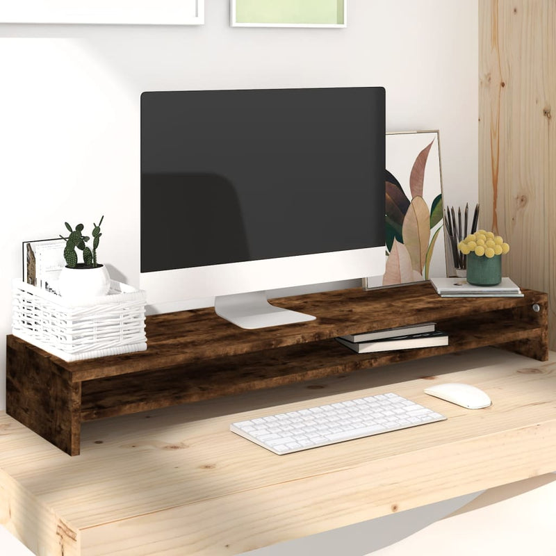 Vidaxl Monitor Standard 100x24x13 cm de madera procesada de roble ahumado